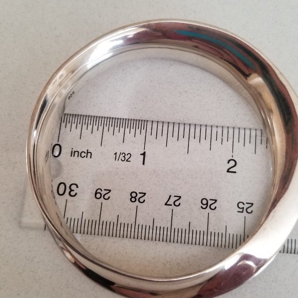 Solid 925 Sterling Silver Modern Convex Twist Bangle Bracelet 36 Grams - Picture 6 of 8